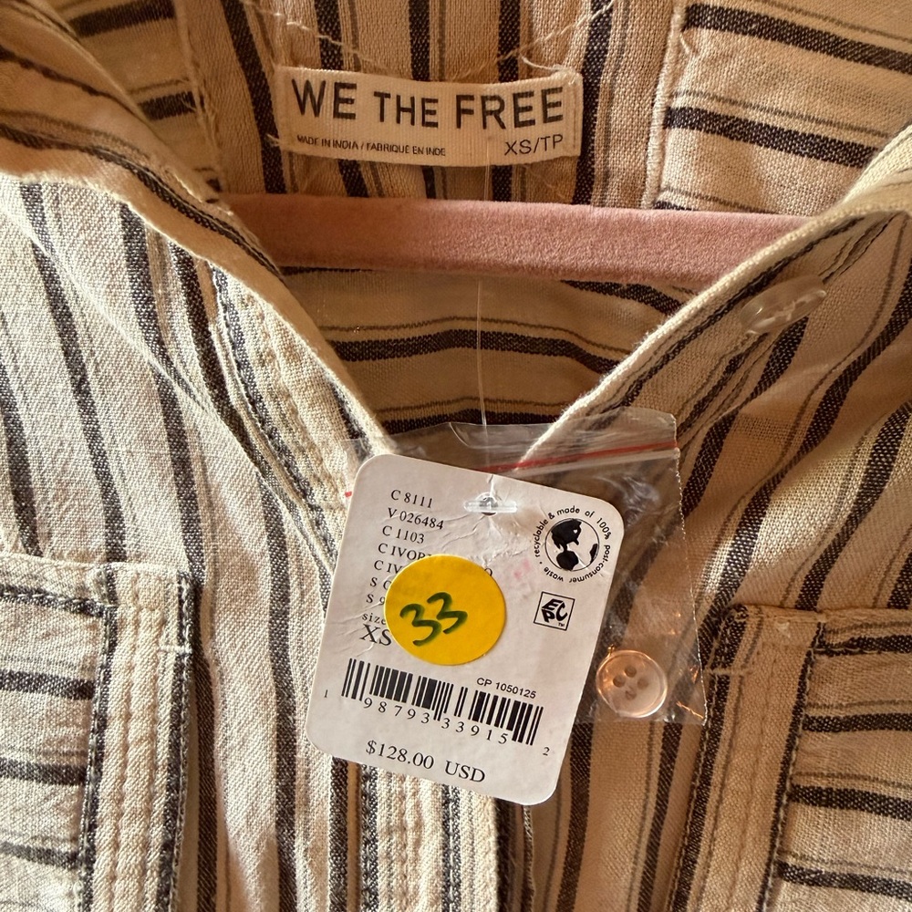 We The Free Beige and Black Striped Casual Shirt - Picture 2 of 4